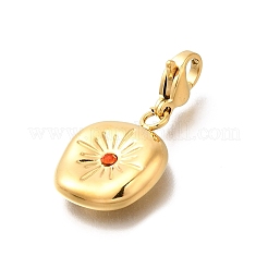 Flat Round 304 Stainless Steel Rhinestone Pendants Decoration&nbsp;STAS-R159-53G-03