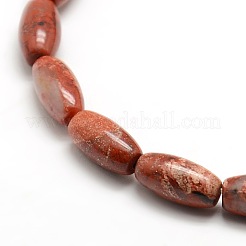 Oval Natural Red Jasper Beads Strands&nbsp;G-P062-04