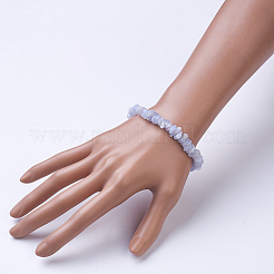 Natural  Blue Lace Agate Beaded Stretch Bracelets&nbsp;X-BJEW-JB02683-01