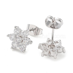 Brass Micro Pave Cubic Zirconia Stud Earrings&nbsp;X-EJEW-P247-05P-01