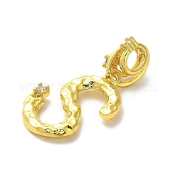 Rack Plating Brass Micro Pave Cubic Zirconia European Dangle Charms&nbsp;KK-L210-015G-S