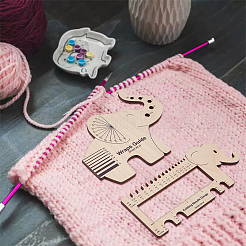 1 Set Elephant Shape  Wooden Knitting Needle Gauge & Yarn Wrap Guide Board&nbsp;DIY-BC0006-94
