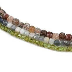 Natural Aquamarine & Rutilated Quartz & Prehnite Beads Strands&nbsp;G-RM2025-C44-G
