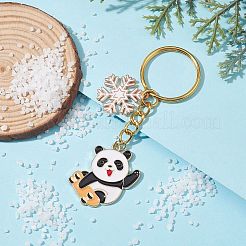Snowflake & Panda Alloy Enamel Pendant Keychains&nbsp;KEYC-JKC00630-04