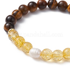 Natural & Synthetic Mixed Gemstone & Pearl Beaded Stretch Bracelets&nbsp;BJEW-JB09726