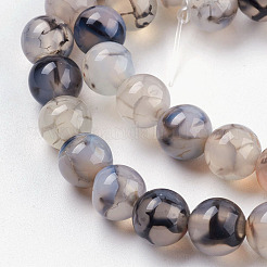 Round Natural Dragon Veins Agate Beads Strands&nbsp;X-G-S124-8mm