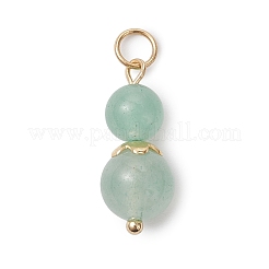 3Pcs 3 Styles Natural Green Aventurine & Moss Agate & Unakite Round Beaded Pendants&nbsp;PALLOY-JF04701-02