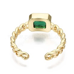 Brass Micro Pave Cubic Zirconia Cuff Rings&nbsp;RJEW-S044-119C-NF