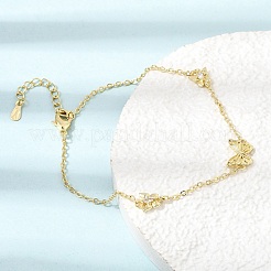 Brass Butterfly Link Bracelets&nbsp;KK-CBAFF9E-01G