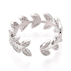 Brass Micro Pave Clear Cubic Zirconia Cuff Open Rings&nbsp;KK-T079-59P