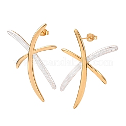 Two Tone 304 Stainless Steel Stud Earrings&nbsp;EJEW-T054-13G