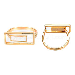 Natural Shell Rectangle Finger Ring&nbsp;RJEW-N039-01