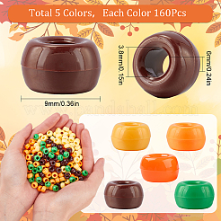 800Pcs 5 Colors Thanksgiving Day Opaque Plastic Beads&nbsp;KY-SP0001-07