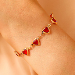 Brass Heart Link Bracelets&nbsp;WH-WGA7DD3-01