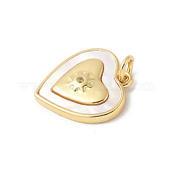 Brass Pave Natural White Shell Pendants&nbsp;KK-S522-22G