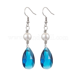 Glass and Shell Pearl Dangle Earrings&nbsp;EJEW-JE06020