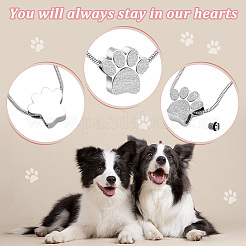 Paw Print Urn Ashes Necklace&nbsp;NJEW-WH0024-01S