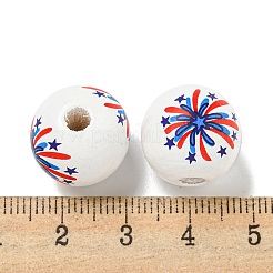 Printed Wood European Beads&nbsp;WOOD-G022-17B