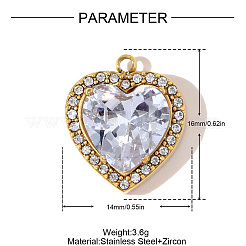 304 Stainless Steel Micro Pave Cubic Zirconia Pendants&nbsp;STAS-OY010-83G