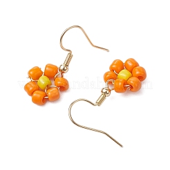 Glass Seed Flower Dangle Earrings&nbsp;EJEW-JE06152