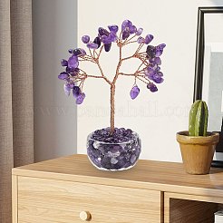 1Pc Natural Amethyst Chips Tree of Life Decorations&nbsp;DJEW-DJ0001-08B