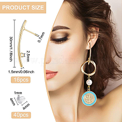 16Pcs Brass Stud Earring Findings&nbsp;KK-BC0008-35