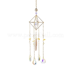 Glass Teardrop Pendant Decorations&nbsp;AJEW-Q143-05