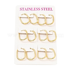 PVD Vacuum Plating 303 Stainless Steel Oval Hinged Hoop Earrings with 316 Stainless Steel Pins for Women&nbsp;EJEW-F285-31B-G