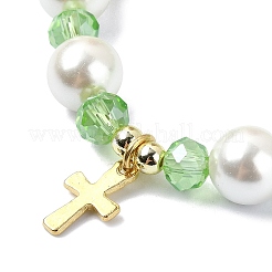 8mm Holographic Synthetic Moonstone & Shell Pearl Round Beaded Stretch Bracelets&nbsp;BJEW-JB10920