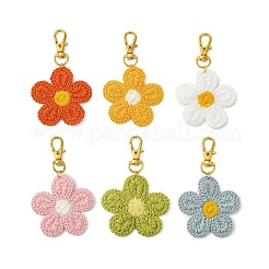 6Pcs 6 Colors Weave Flower Polyester Pendant Decorations&nbsp;HJEW-JM02889