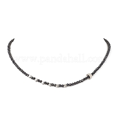 2Pcs 2 Styles Brass Moon Star and Faceted Round Natural Black Spinel Beaded Necklaces for Women&nbsp;NJEW-JN05657