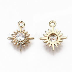 Brass Micro Pave Cubic Zirconia Charms&nbsp;KK-S359-050-RS
