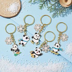 Snowflake & Panda Alloy Enamel Pendant Keychains&nbsp;KEYC-JKC00630