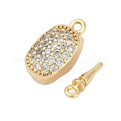 Brass Micro Pave Clear Cubic Zirconia Box Clasps&nbsp;KK-P291-38G