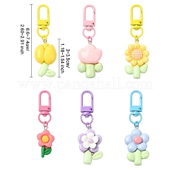 6Pcs Flower Resin Pendant Decorations&nbsp;HJEW-YW00056