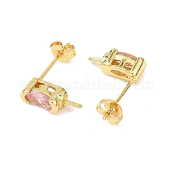 Brass Micro Pave Cubic Zirconia Earring Findings&nbsp;KK-D226-10G-04
