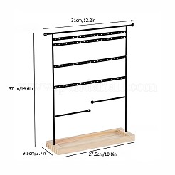 Iron Jewelry Display Stand with Wood Tray&nbsp;AJEW-Z032-01A