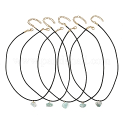 Raw Rough Natural Amazonite Pendant Black Waxed Cord Necklaces&nbsp;NJEW-JN06582-02