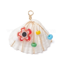 Natural Shell Copper Wire Wrapped Pendants&nbsp;PALLOY-TA00371