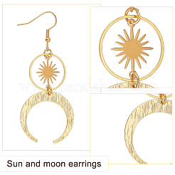 1 Pair Brass Sun & Moon Dangle Earrings&nbsp;EJEW-AN0001-33