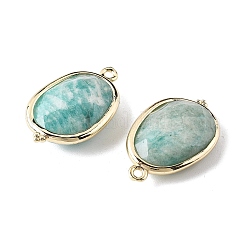 Natural Amazonite Faceted Oval Connector Charms&nbsp;G-H323-02G-12