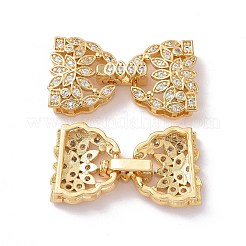 Brass Micro Pave Clear Cubic Zirconia Fold Over Clasps&nbsp;KK-G420-12G