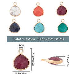 12Pcs 6 Colors Natural White Jade Gemstone Pendants&nbsp;G-SC0002-08A