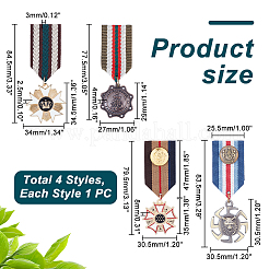 4Pcs 4 Style Star & Tiger & Crown & Anchor Retro British Preppy Style Alloy with Iron Pendant Lapel Pins&nbsp;FIND-GA0002-78
