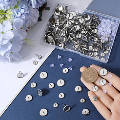 160Pcs 4 Size 304 Stainless Steel Stud Earrings Findings&nbsp;STAS-SC0007-61