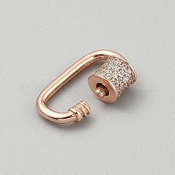 925 Sterling Silver Rhinestone Screw Carabiner Lock Charms&nbsp;STER-WH0031-01RG-02