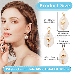 18Pcs 3 Styles Natural Cowrie Shell Pendant&nbsp;PALLOY-GO00044