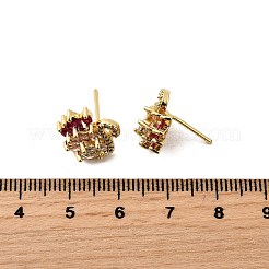 Swan Shape Rack Plating Brass Micro Pave Cubic Zirconia Stud Earrings&nbsp;KK-E084-42G