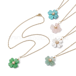 Natural & Synthetic Mixed Gemstone Clover Pendant Necklaces&nbsp;NJEW-JN05132