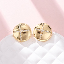 Brass Clear Cubic Zirconia Stud Earrings&nbsp;EJEW-Q042-01A-G